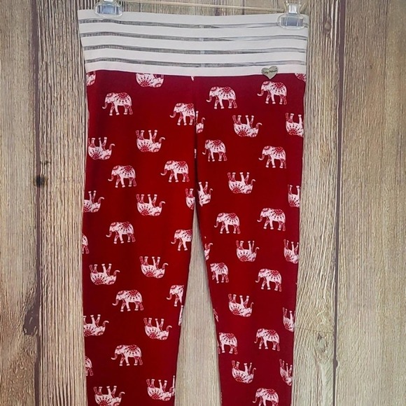 Cute Booty Leggings Kelli Nishimoto Sz XS Red White Elephant - Picture 1 of 8